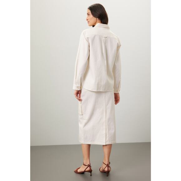 SILK LAUNDRY Off-White 100% Organic Cotton Long Sleeve Front Button Jacket L - Picture 3 of 16